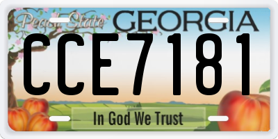 GA license plate CCE7181