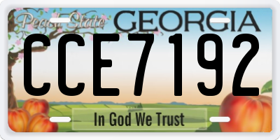 GA license plate CCE7192