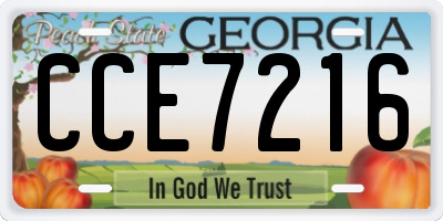 GA license plate CCE7216
