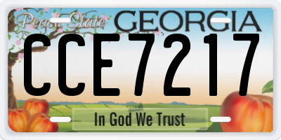 GA license plate CCE7217