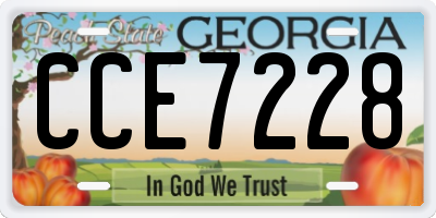 GA license plate CCE7228