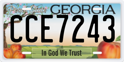 GA license plate CCE7243