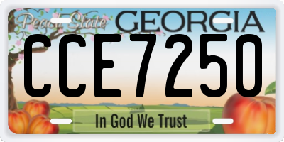 GA license plate CCE7250