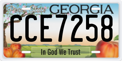 GA license plate CCE7258