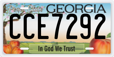 GA license plate CCE7292