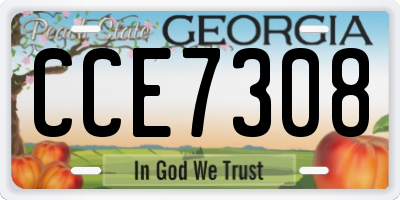 GA license plate CCE7308