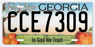 GA license plate CCE7309