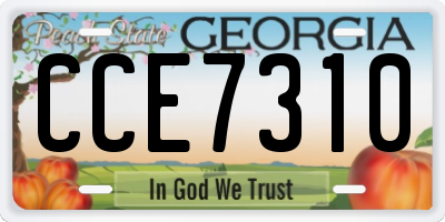 GA license plate CCE7310