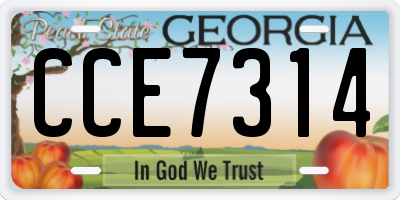 GA license plate CCE7314