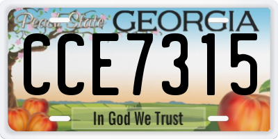 GA license plate CCE7315