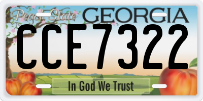 GA license plate CCE7322