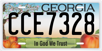 GA license plate CCE7328