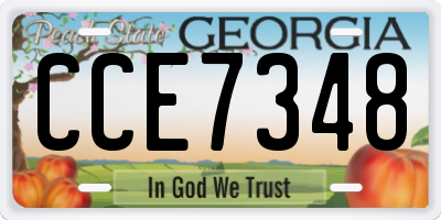 GA license plate CCE7348