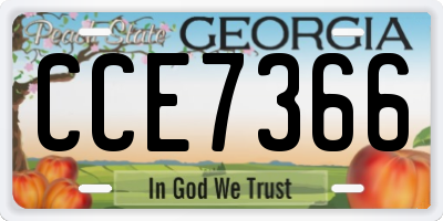 GA license plate CCE7366