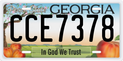 GA license plate CCE7378