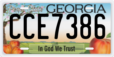 GA license plate CCE7386