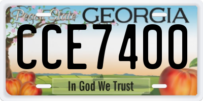 GA license plate CCE7400