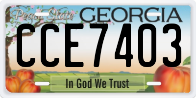 GA license plate CCE7403