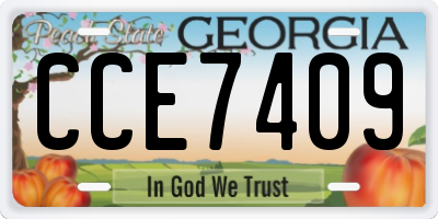 GA license plate CCE7409
