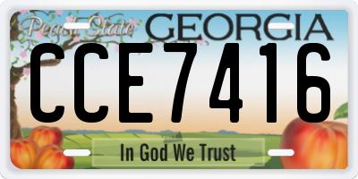 GA license plate CCE7416