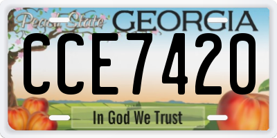 GA license plate CCE7420