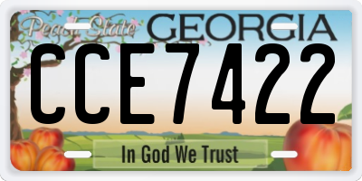 GA license plate CCE7422