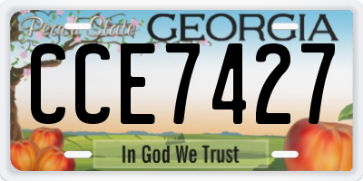 GA license plate CCE7427