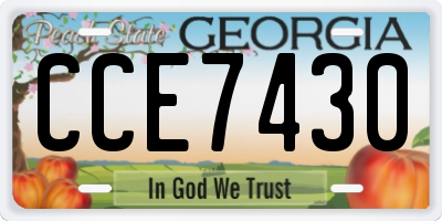 GA license plate CCE7430