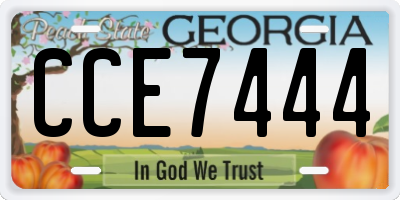 GA license plate CCE7444