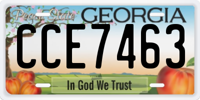 GA license plate CCE7463