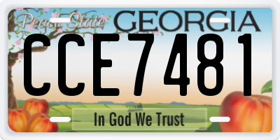 GA license plate CCE7481