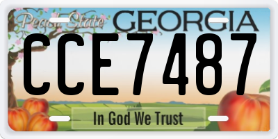 GA license plate CCE7487