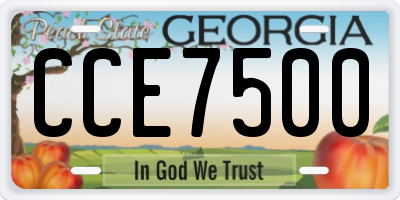 GA license plate CCE7500