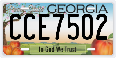 GA license plate CCE7502