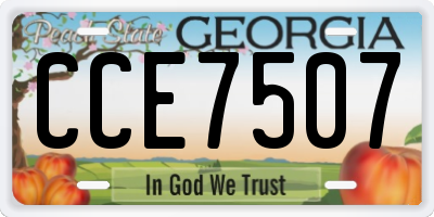 GA license plate CCE7507