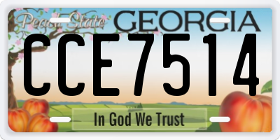 GA license plate CCE7514