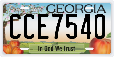 GA license plate CCE7540