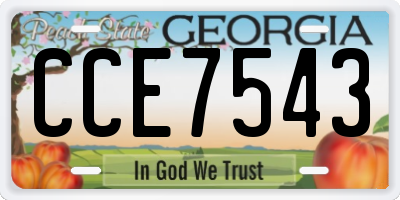 GA license plate CCE7543