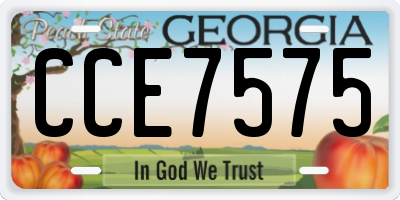 GA license plate CCE7575