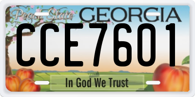 GA license plate CCE7601