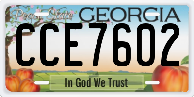 GA license plate CCE7602