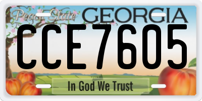 GA license plate CCE7605