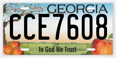 GA license plate CCE7608