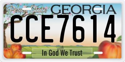 GA license plate CCE7614