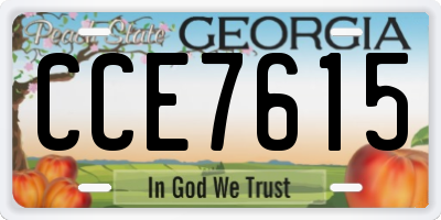 GA license plate CCE7615
