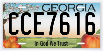 GA license plate CCE7616