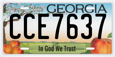 GA license plate CCE7637
