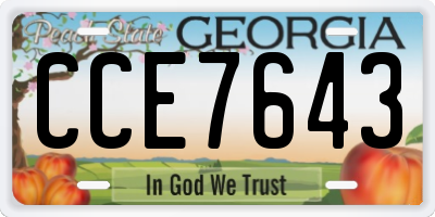 GA license plate CCE7643