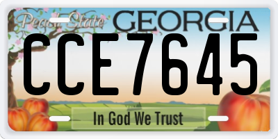 GA license plate CCE7645