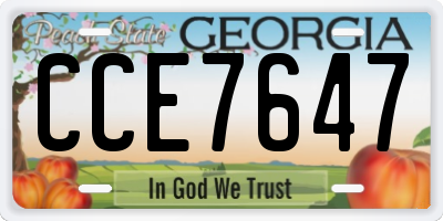 GA license plate CCE7647